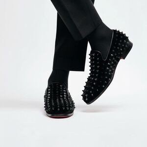 Women's Black Spiked Loafers